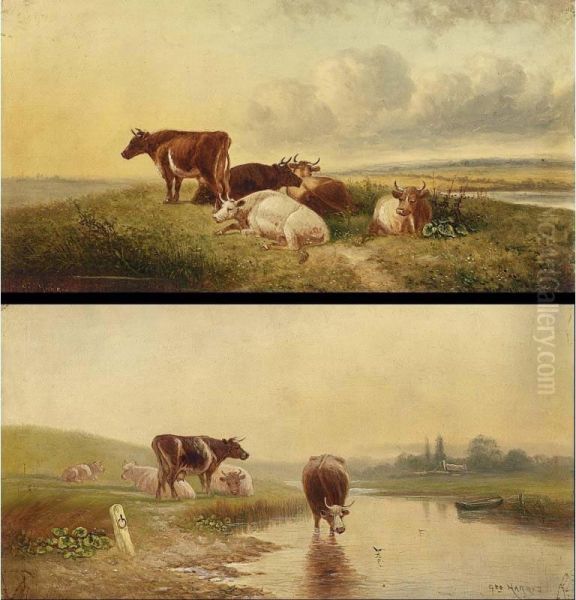 Watering Cows; Cows In A Landscape (a Pair) - view 1