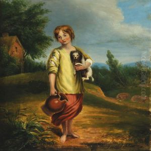 Landscape With A Boy And A Dog by Henry Harris