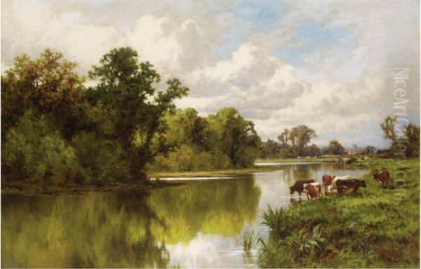 Cattle Grazing On The Thames - view 1