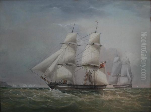 A Frigate In Two Positions And Other Vessels - view 1