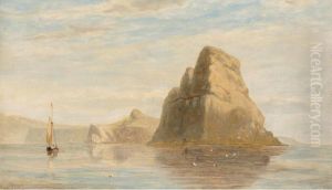 Fishing off Worms Head by James Ii Harris Of Swansea