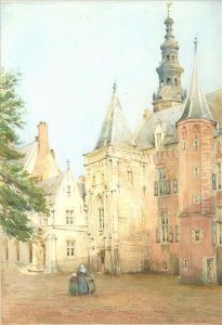 Figures Outside A Grand Building
