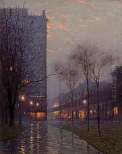 Bryant Park At Evening, New York by Lowell Birge Harrison