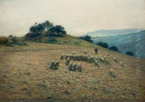 Herding Sheep On A Hillside by Lowell Birge Harrison