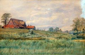 Water Meadows And Old Barn, Barsham by Charles Harmony Harrison