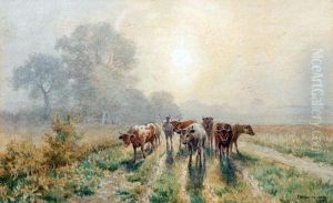 Cattle On Grazing Meadow by Charles Harmony Harrison