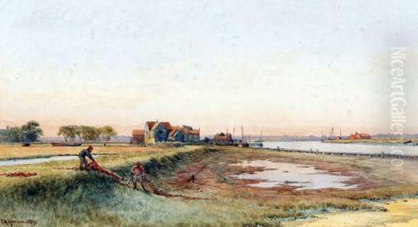 Smelt Fishers Drying Their Nets, Burgh Castle - view 1