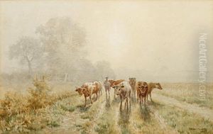 Meadow Landscape With Cattle And Drover