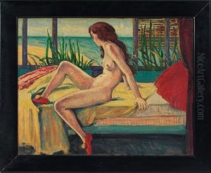 Nude On Bed by Robert Bartholow Harshe