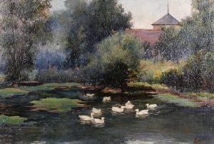 Ducks In A River Landscape