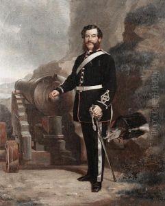 An Artillery Officer Standing Before A Gun