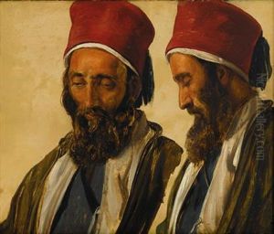 Two Studies Of A Figure With A Red Hat by Solomon Alexander Hart