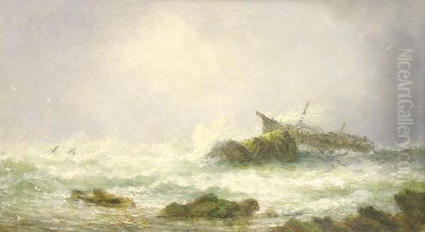 Shipwreck Off The Coast And Stormy Sea Study - view 1