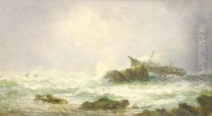 Shipwreck Off The Coast And Stormy Sea Study by Thomas Gray Hart