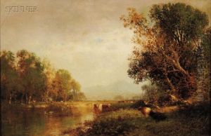 Cows By A River Bank