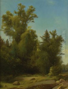 A Wooded Landscape by William Howard Hart