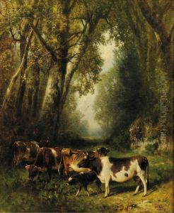Cows In A Woodland Landscape Cows In A Woodland Landscape