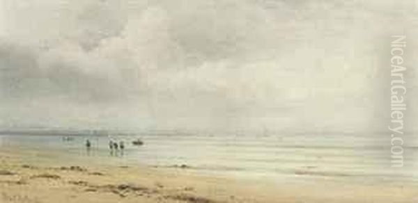 Figures Playing In The Sea At Low Tide - view 1