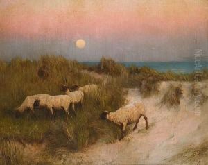Sheep Grazing Amongst The Dunes by Alfred Hartley