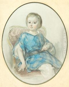 Blonder Knabe In Blauem Kittel by Karl Hartmann