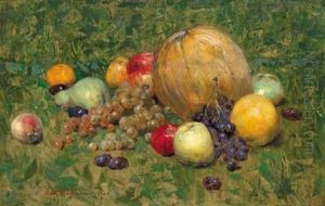 Fruchtestillleben Mit Apfeln Und Weintrauben by Karl Hartmann