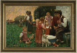 Farming Family Gathered Together by Karl Hartmann