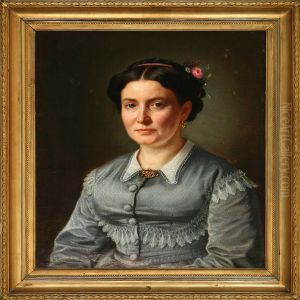 A Pair Of Portraits Of Married Couple by Leopold Hartmann
