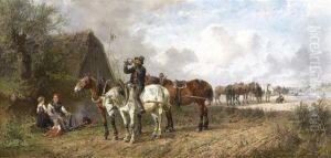 Farm Workers Resting by Ludwig Hartmann