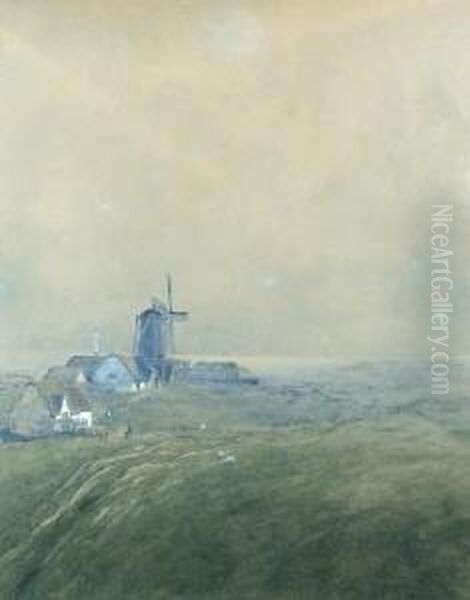 Marschlandschaft Mit Windmuhle Und Figurenstaffage - view 1