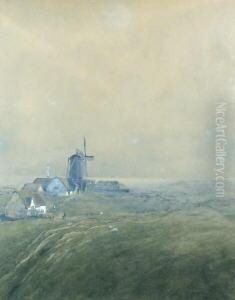Marschlandschaft Mit Windmuhle Und Figurenstaffage Marschlandschaft Mit Windmuhle Und Figurenstaffage