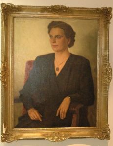 Portrait Einer Eleganten Dame Im Sessel Sitzend