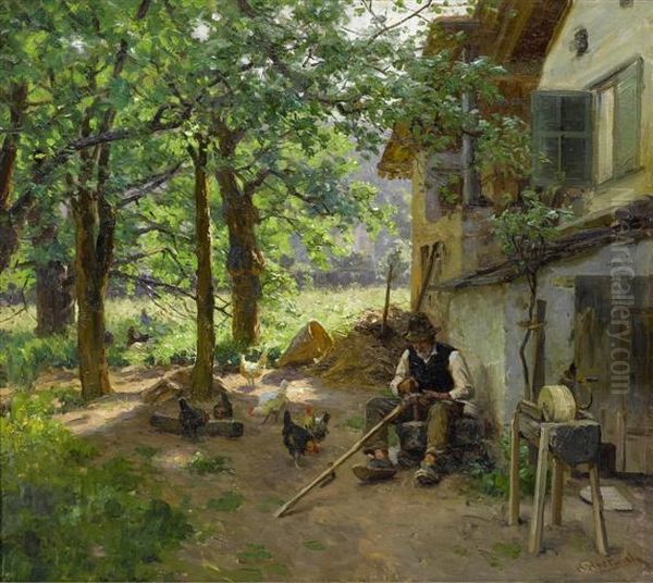 Peasant Working At The Scythe. - view 1