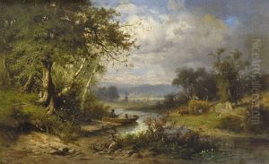 Baumbestandene Uferlandschaft by Hermann Hartwich