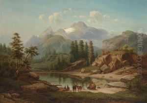 A Mountain Lake In The Tyrol by George Gunther Hartwick