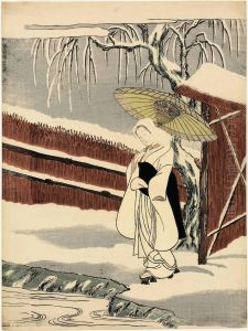 Beauty Under An Umbrella In The Snow