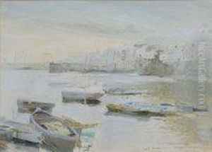 Old Newlyn Harbour by Harvey Harold