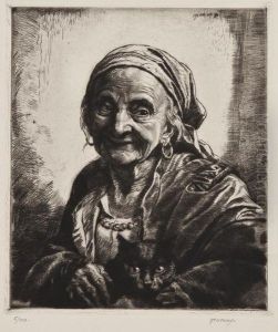 Old Lady With Black Cat by Herbert Johnson Harvey