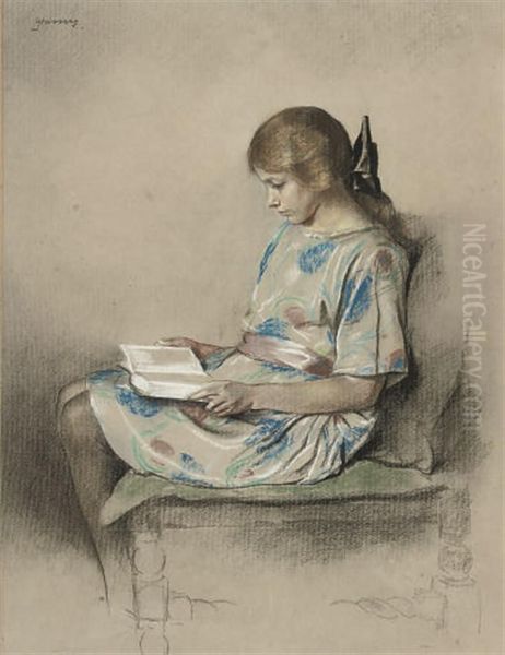 Study Of A Girl Reading - view 1