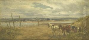 Carthorses On An Estuary