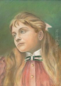 Study Of A Girl With A Velvet Bow Tie by John James Harwood
