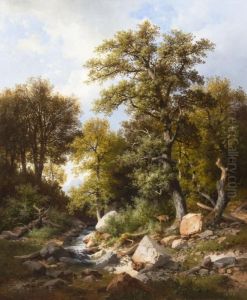 Deer At The Stream by Carl Hasch