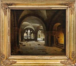 Der Klostergang Bei Untergehender Sonne by Carl Georg Adolph Hasenpflug