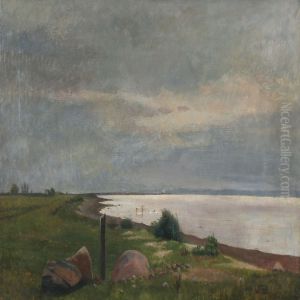 Coastal Scene With A View To Kalundborg, Denmark by Otto Haslund