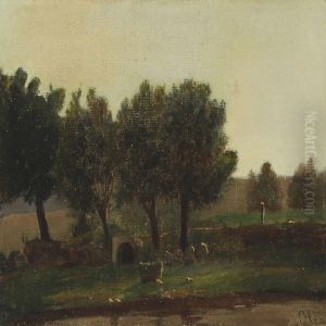 Landscape With A Stone Fence by Otto Haslund
