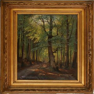 Two People On A Forestroad At Spring Time