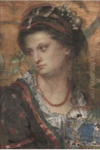A Softened Lustre In Her Eye, All Crimson Like The Rose, Scarce Tinged Her Cheek by Alfred Hassam