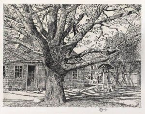 Oak And Old House In Spring by Childe Hassam