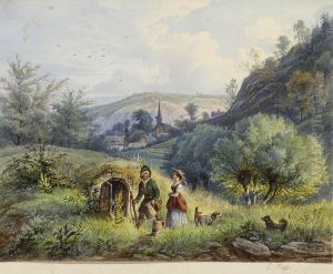 Bauernpaar Am Weinkeller.