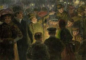 Berliner Strasenszene Mit Artistischer Darbietung by Kurt Hassenkamp