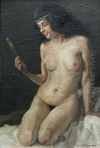 Ung Skonhet Med Spegel by Hans Hassenteufel